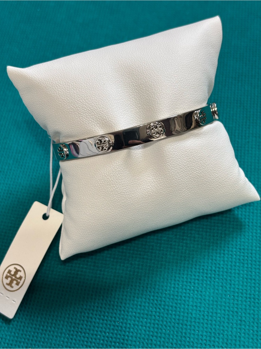 Tory Burch Silver Logo Bangle Bracelet